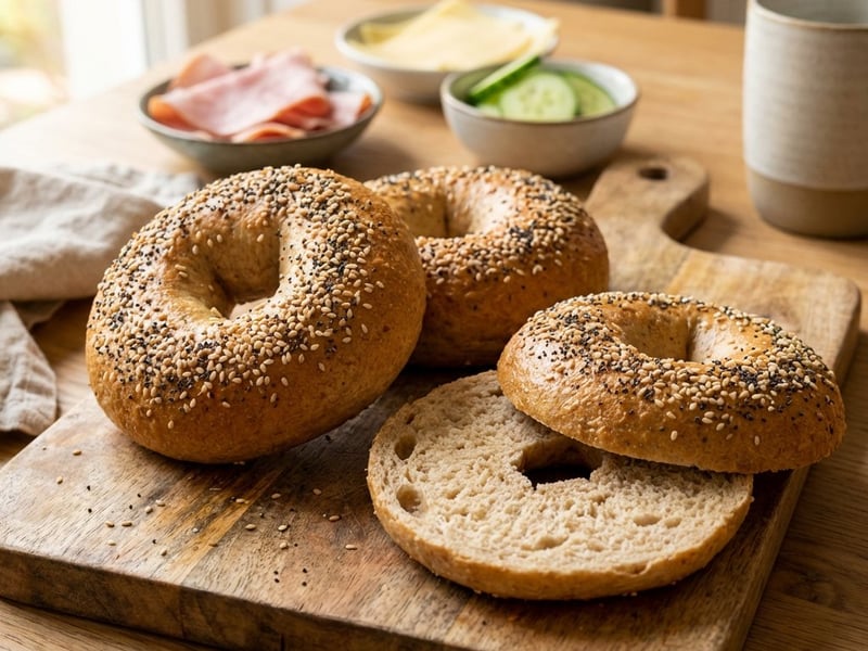 Bagel integral de casă cu semințe