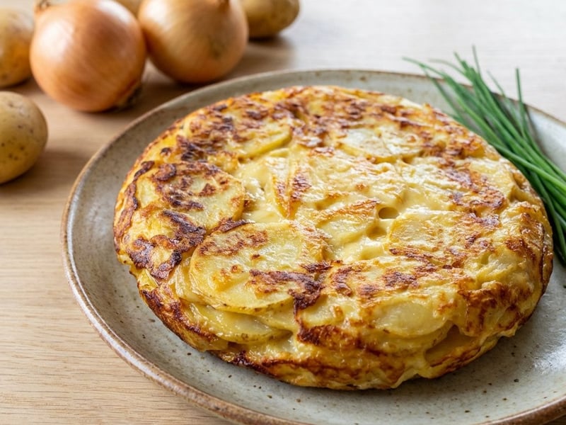 Potato Tortilla with Edam Cheese