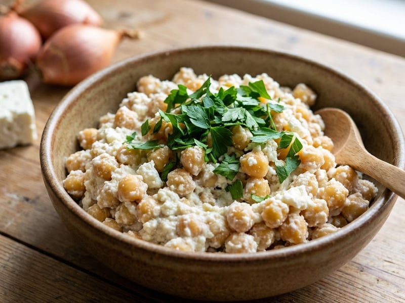 Quick Chickpea Salad with Ricotta and Feta
