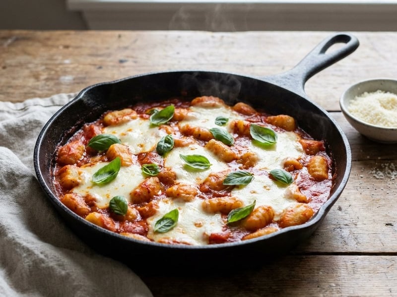 Gnocchi cu sos de roșii și mozzarella