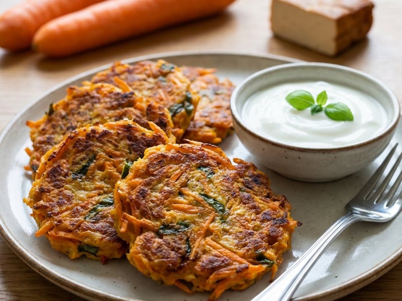 Chiftele de morcovi cu tofu afumat și busuioc