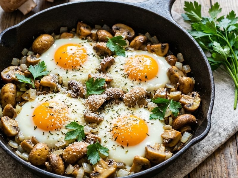 Baked Mushrooms with Egg and Parmesan