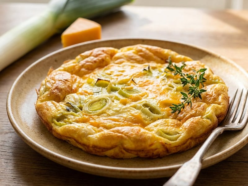 Frittata cu praz și cheddar