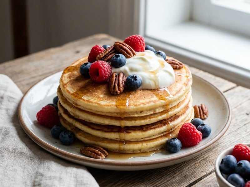Fluffy Gluten-Free Pancakes with Berries