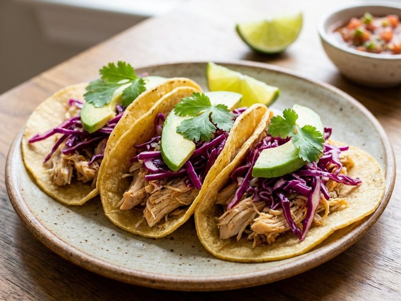 Tacos cu pui și salată de varză roșie