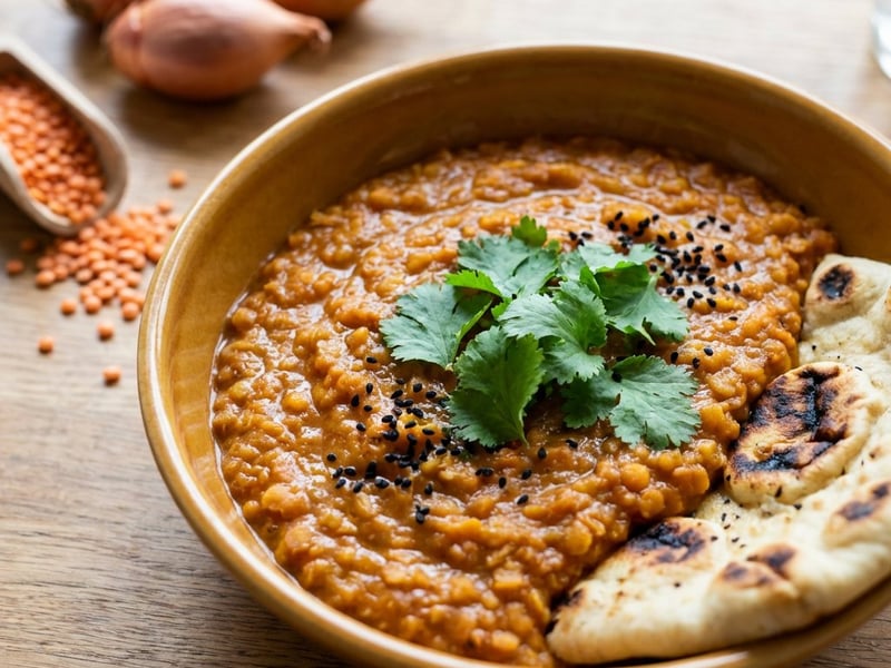 Dhal de linte roșie cu lapte de cocos