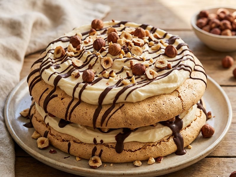 Tort Bezé cu cremă de mascarpone și alune de pădure