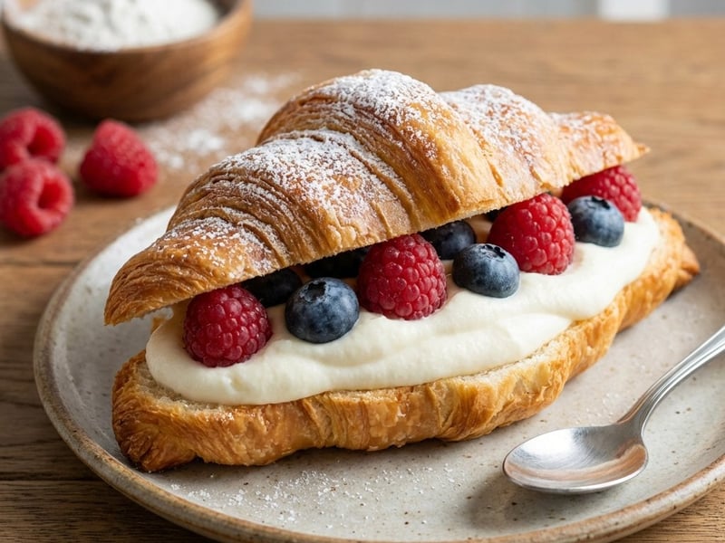 Croissante cu unt și cremă de brânză
