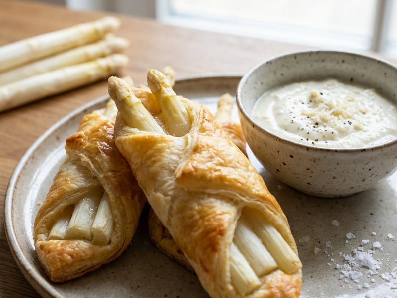 Crispy Asparagus Rolls with Parmesan Sauce
