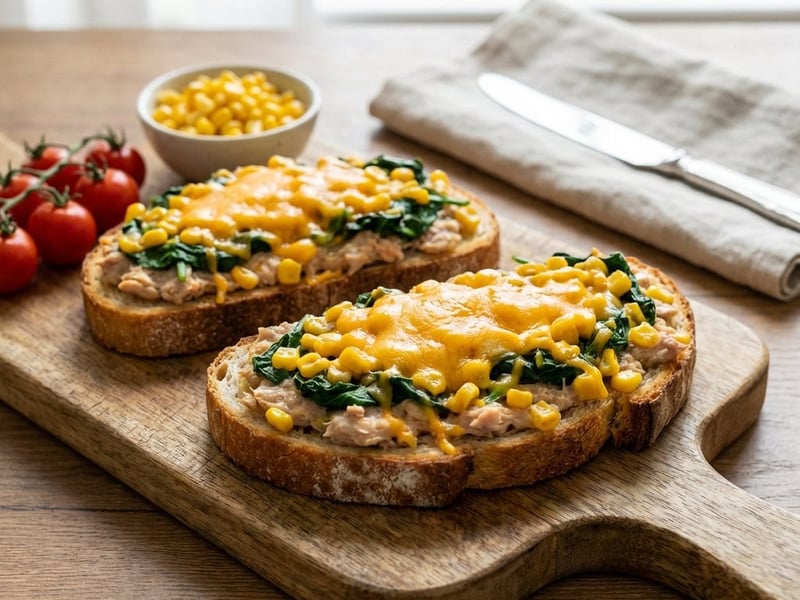 Quick Tuna and Spinach Toasts