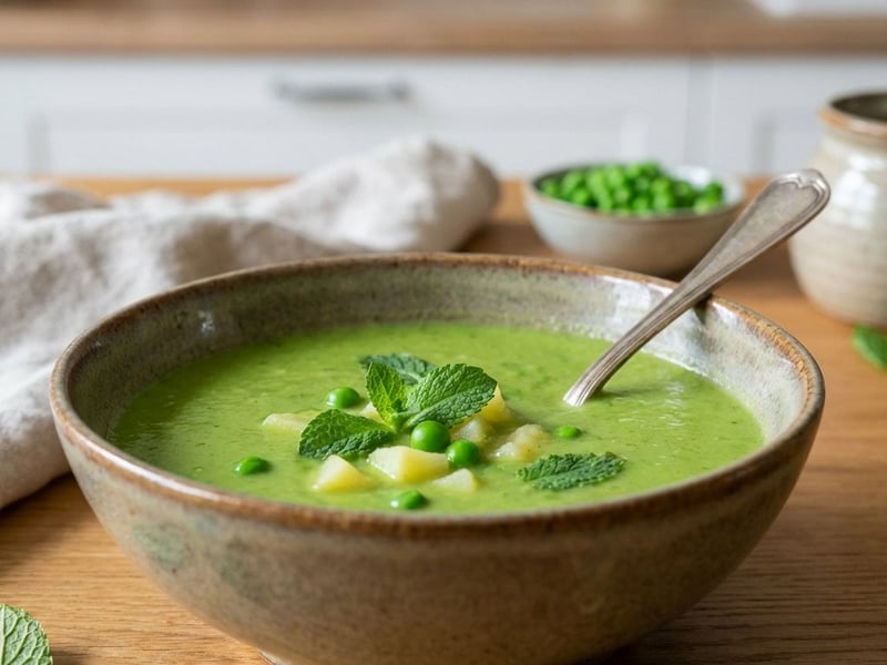 Pea Soup with Mint and Potatoes