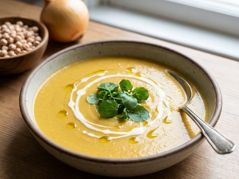 Chickpea Cream Soup with Indian Flavors