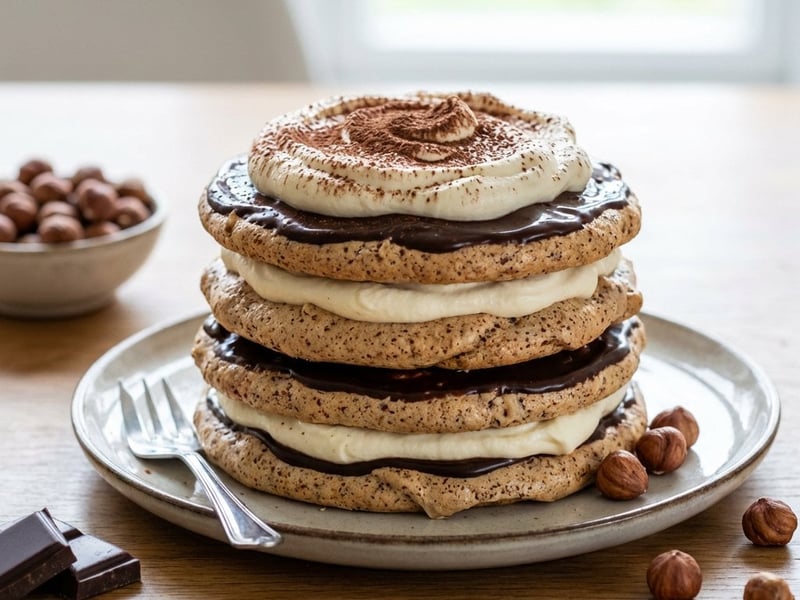 Meringue Cake with Mascarpone Cream and Hazelnuts