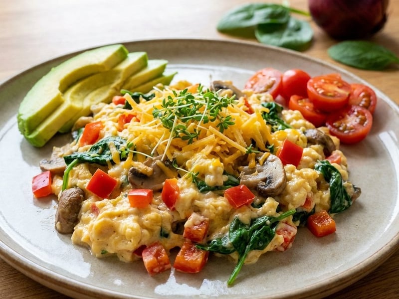 Omletă cu ouă și legume proaspete