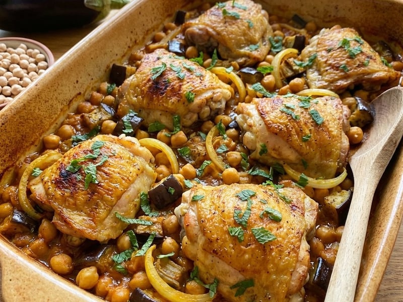 Pui cu năut și legume la cuptor