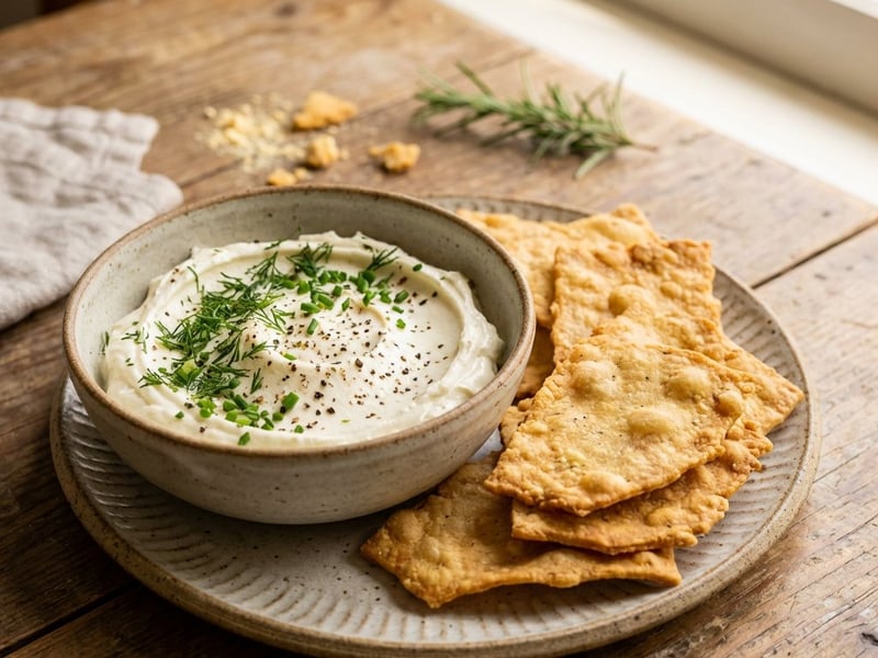 Chickpea Crackers with Homemade Cream Cheese