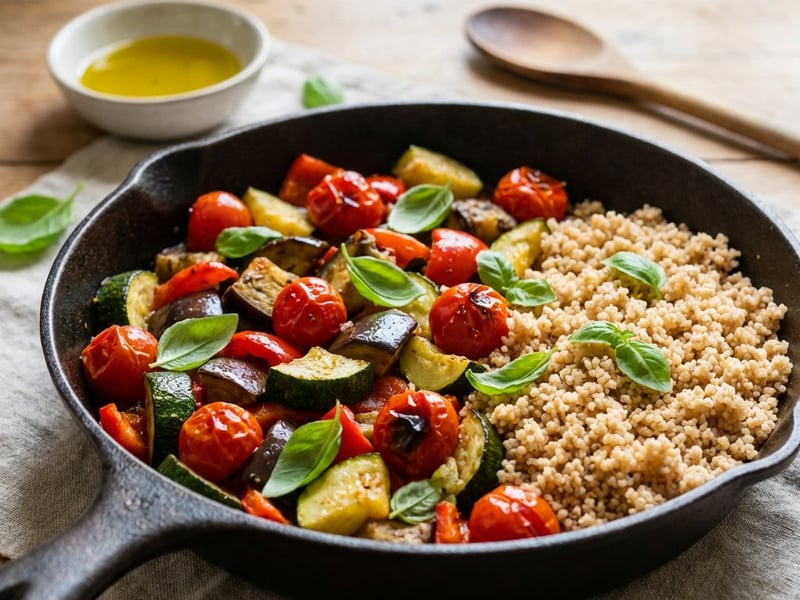 Ratatouille la tigaie cu cușcuș integral