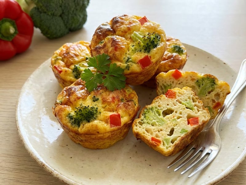 Egg, Broccoli, and Bell Pepper Muffins | Healthy and Quick Breakfast