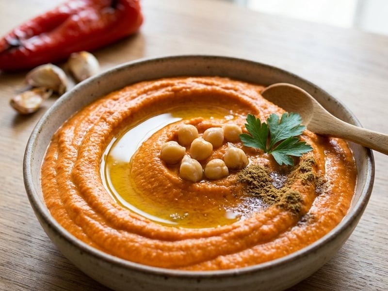 Hummus with Roasted Pepper and Garlic