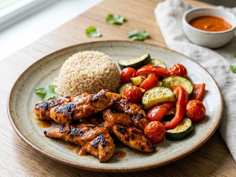 Piri Piri Chicken with Rice and Grilled Vegetables