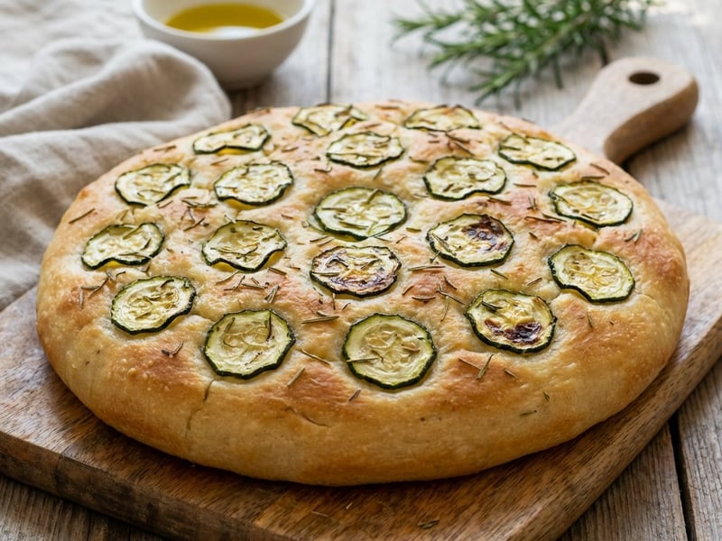 Focaccia italiană cu dovlecei și rozmarin