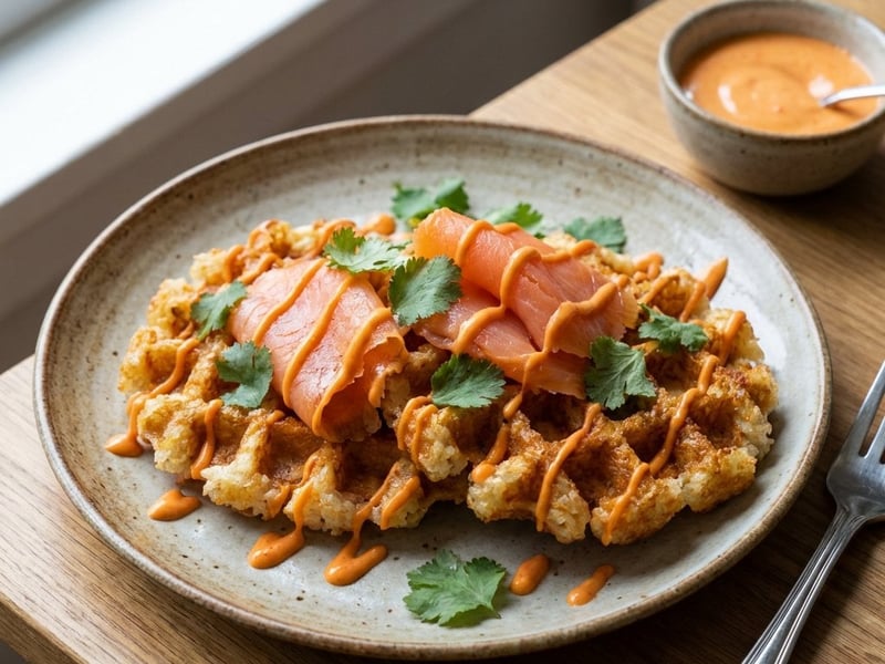 Rice Waffle with Smoked Salmon