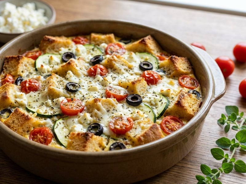 Strata mediteraneană cu feta și măsline