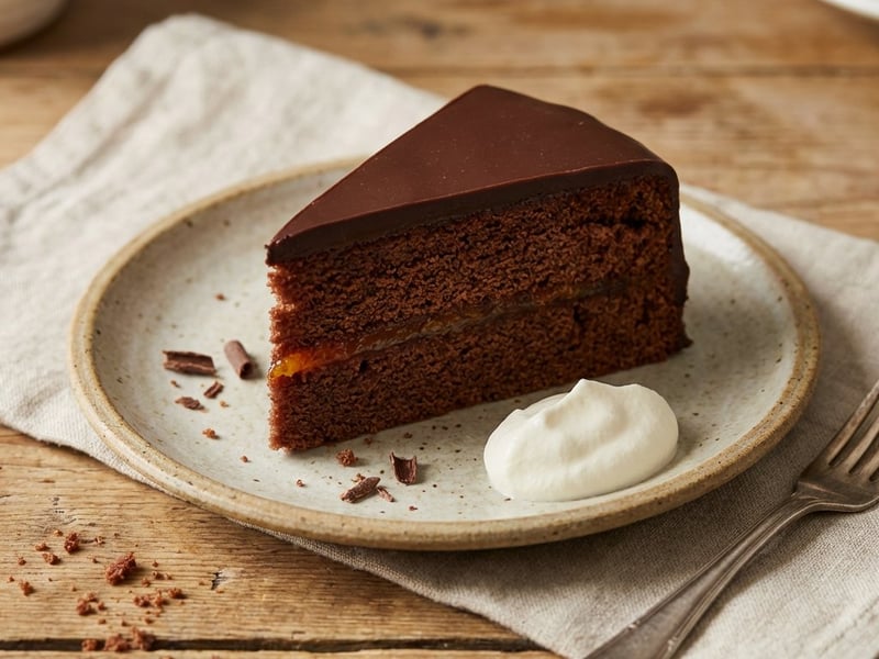 Tort Sacher sănătos cu ciocolată și caise