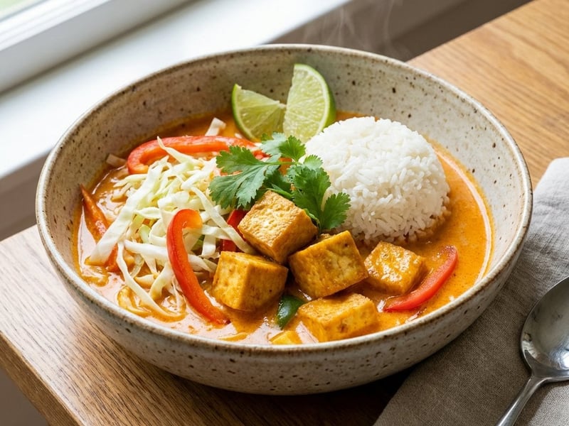 Thai Curry with Coconut, Vegetables, and Rice