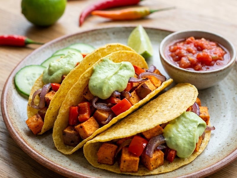 Tacos cu cartofi dulci și ardei cayenne