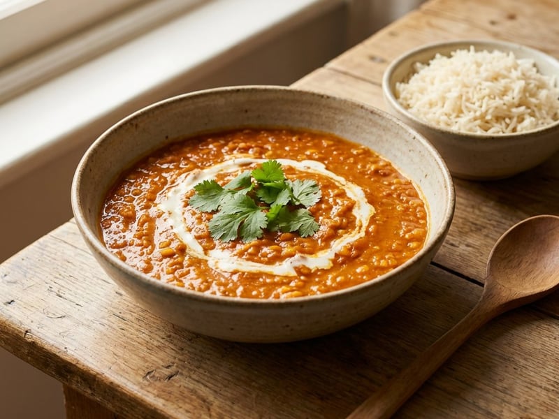 Tikka masala de linte cu orez basmati