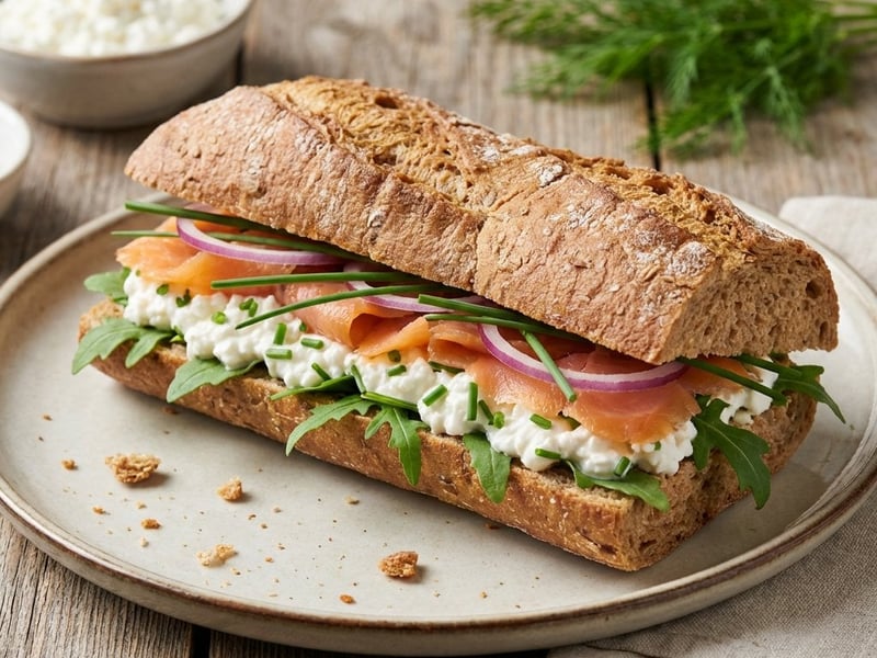 Smoked Salmon and Cottage Cheese Sandwich