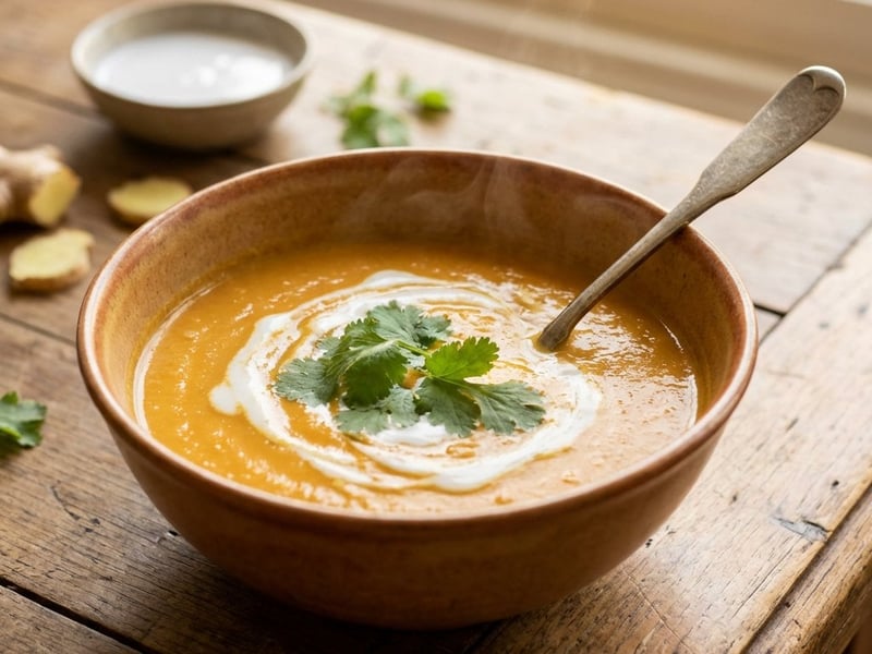 Carrot Cream Soup with Ginger and Coconut Milk