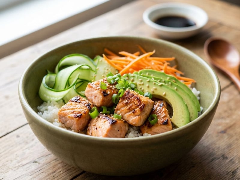 Japanese Bowl with Rice and Salmon