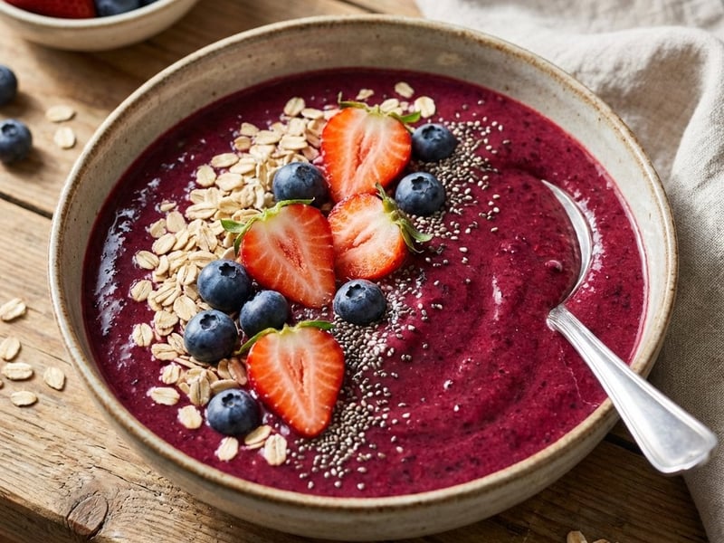 Smoothie bowl cu fructe de pădure cu fructe de pădure