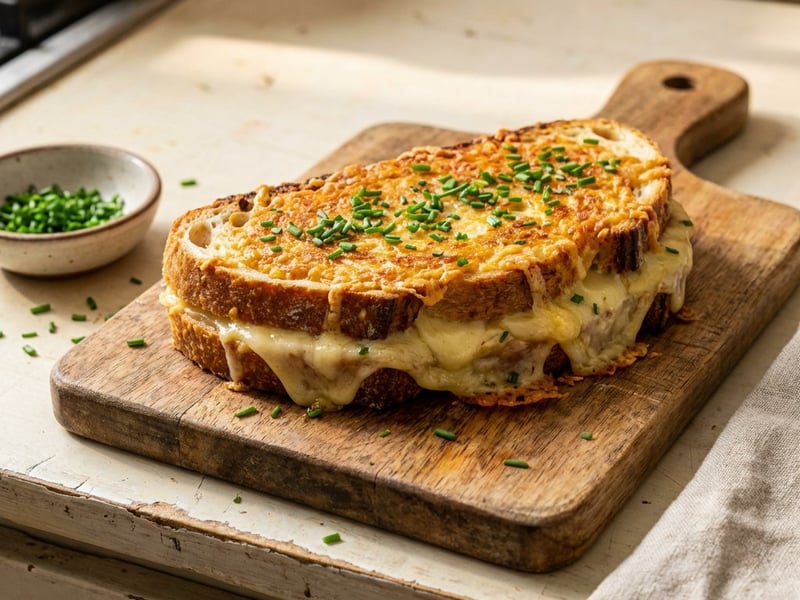 Grilled Cheese Sandwich with Cheese Crust and Sourdough Bread