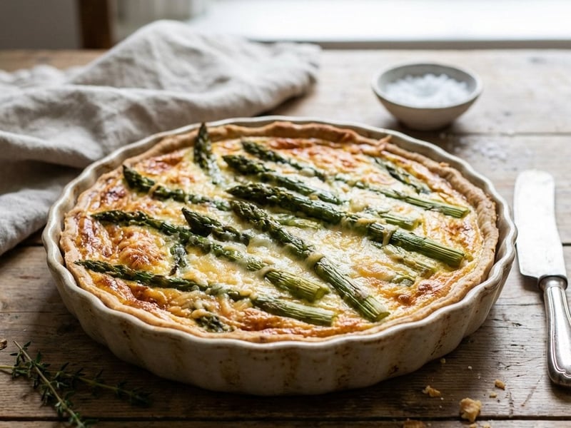 Green Asparagus and Gouda Cheese Quiche