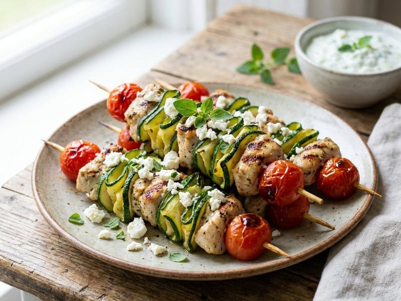 Skewers with Zucchini and Cherry Tomatoes