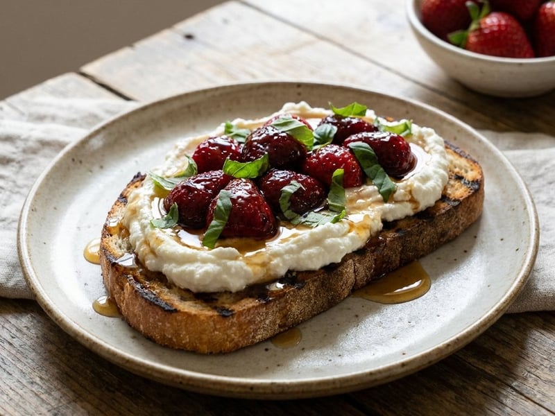 Toast cu maia și căpșuni glasate | Mic dejun gourmet