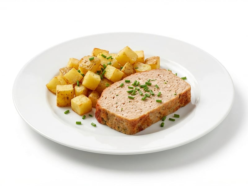 Turkey meatloaf with baked potatoes