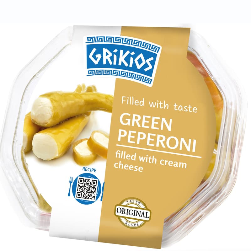 Grikios Green Pepperoni filled with fresh cheese