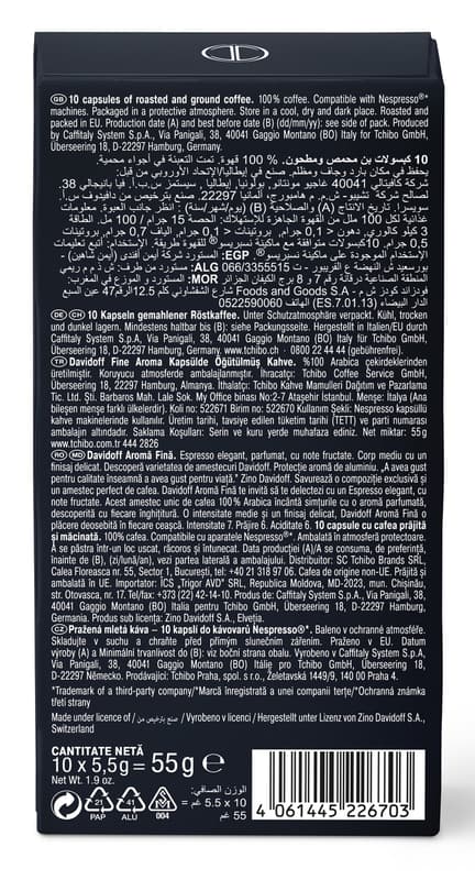 Davidoff Cafe Fine Aroma Espresso Nespresso Compatible Capsules
