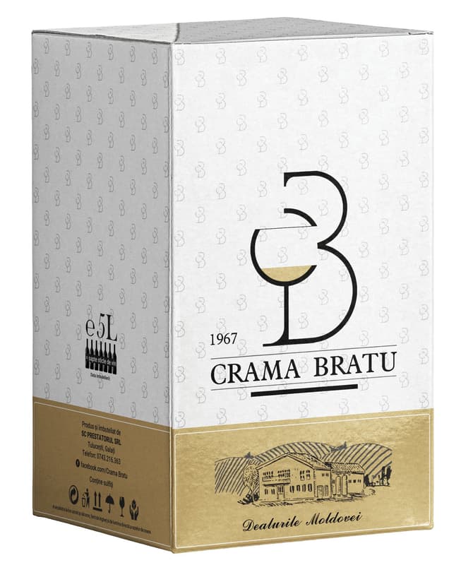 Crama Bratu Vin alb sec Feteasca Regala Bag-in-Box