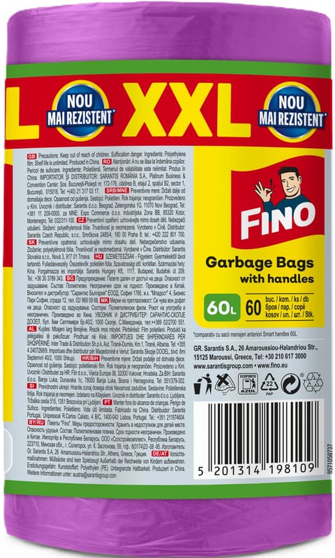 Fino Coloured Bags with Handles 60l