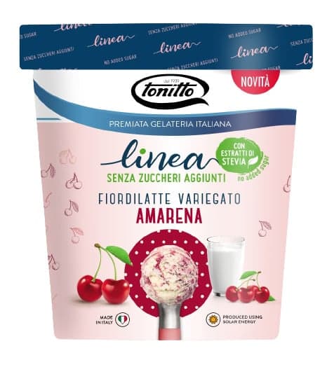 Tonitto Linea Sugar Free Vanilla Ice Cream with Cherry Syrup