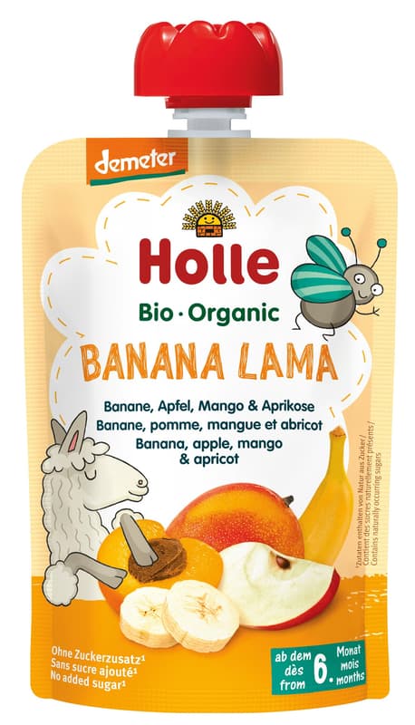 Holle Banana Lama ECO Banana, Apple, Mango and Apricot Puree