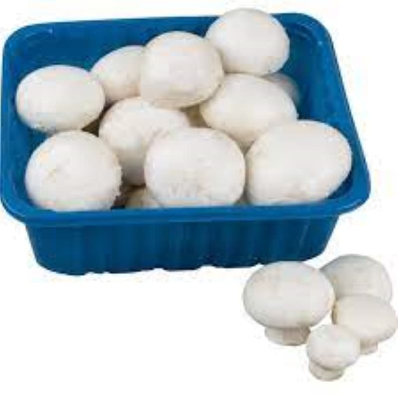 White Mushrooms in a Box