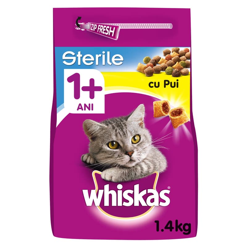 Whiskas Hrana uscata cu pui pentru pisici sterilizate adulte