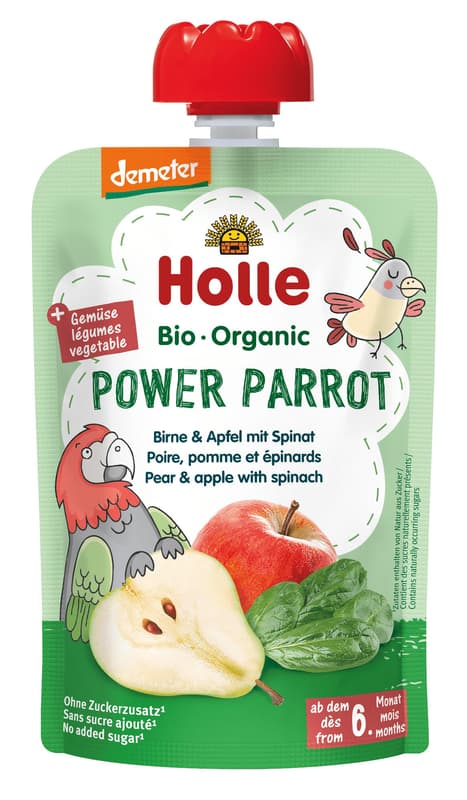 Holle Power Parrot ECO Mashed pears with apples and spinach