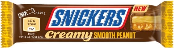 Snickers Creamy Ciocolata cu lapte cu umplutura de pasta de arahide si miez de caramel cu arahide prajite